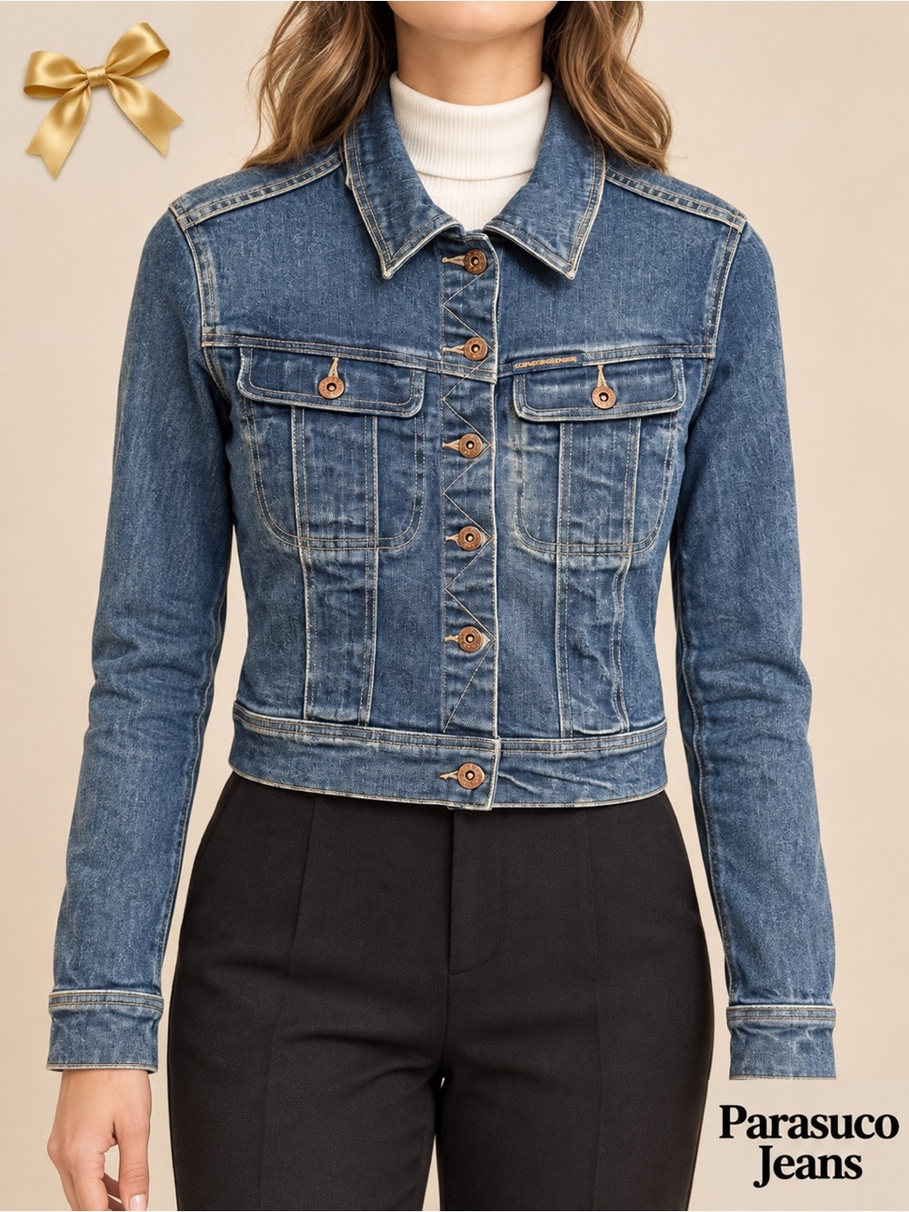 Parasuco Jeans Extreme Fit Blue Stretch Denim Jacket Y2K Small Made Canada